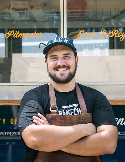 <div style="font-size:0.75em;color:#9c9837">Featured Pitmaster</div> Chef Evan LeRoy